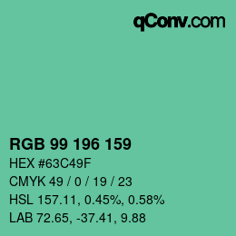 Farbcode: RGB 99 196 159 | qconv.com