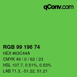 カラーコード: RGB 99 196 74 | qconv.com