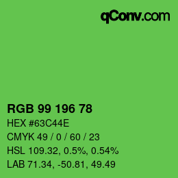 カラーコード: RGB 99 196 78 | qconv.com