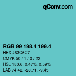 カラーコード: RGB 99 198.4 199.4 | qconv.com