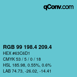 カラーコード: RGB 99 198.4 209.4 | qconv.com