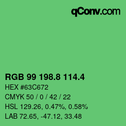 カラーコード: RGB 99 198.8 114.4 | qconv.com