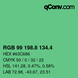 カラーコード: RGB 99 198.8 134.4 | qconv.com