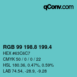 カラーコード: RGB 99 198.8 199.4 | qconv.com