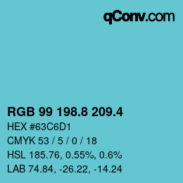 カラーコード: RGB 99 198.8 209.4 | qconv.com