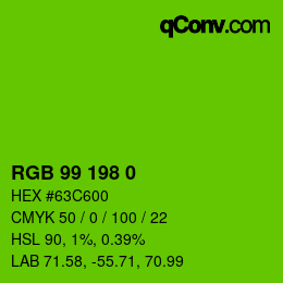 カラーコード: RGB 99 198 0 | qconv.com