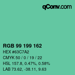Color code: RGB 99 199 162 | qconv.com
