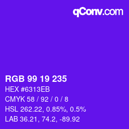 Color code: RGB 99 19 235 | qconv.com