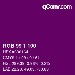 Color code: RGB 99 1 100 | qconv.com