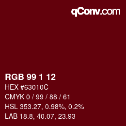 Color code: RGB 99 1 12 | qconv.com