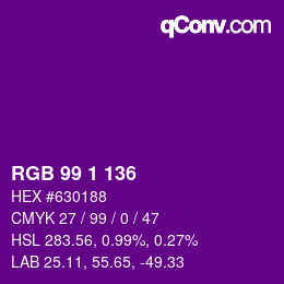 Color code: RGB 99 1 136 | qconv.com