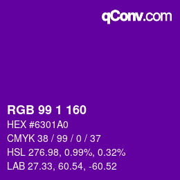 Color code: RGB 99 1 160 | qconv.com