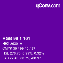 カラーコード: RGB 99 1 161 | qconv.com