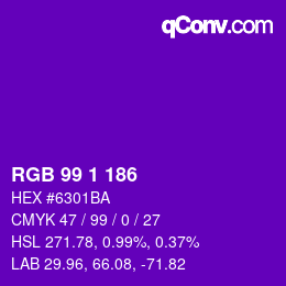 Color code: RGB 99 1 186 | qconv.com