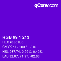 Color code: RGB 99 1 213 | qconv.com