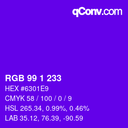 Color code: RGB 99 1 233 | qconv.com