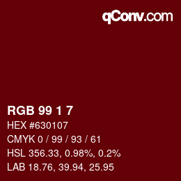 Farbcode: RGB 99 1 7 | qconv.com