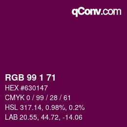Color code: RGB 99 1 71 | qconv.com
