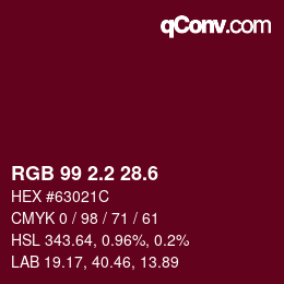 カラーコード: RGB 99 2.2 28.6 | qconv.com