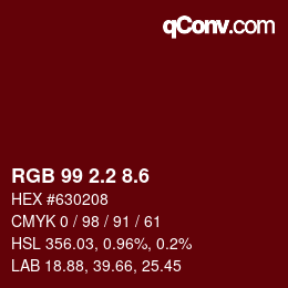 カラーコード: RGB 99 2.2 8.6 | qconv.com