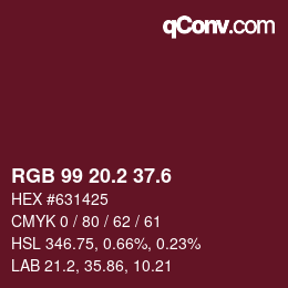 カラーコード: RGB 99 20.2 37.6 | qconv.com