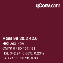 カラーコード: RGB 99 20.2 42.6 | qconv.com