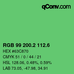 カラーコード: RGB 99 200.2 112.6 | qconv.com