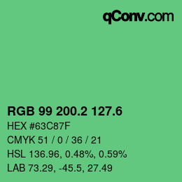 カラーコード: RGB 99 200.2 127.6 | qconv.com