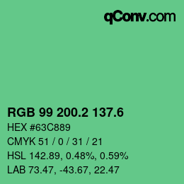 カラーコード: RGB 99 200.2 137.6 | qconv.com