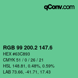 カラーコード: RGB 99 200.2 147.6 | qconv.com