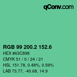 カラーコード: RGB 99 200.2 152.6 | qconv.com