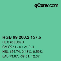 カラーコード: RGB 99 200.2 157.6 | qconv.com