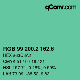 カラーコード: RGB 99 200.2 162.6 | qconv.com
