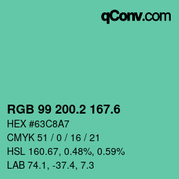 カラーコード: RGB 99 200.2 167.6 | qconv.com
