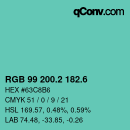 カラーコード: RGB 99 200.2 182.6 | qconv.com