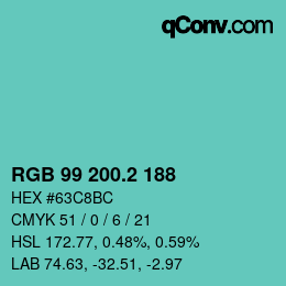 カラーコード: RGB 99 200.2 188 | qconv.com