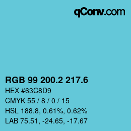 カラーコード: RGB 99 200.2 217.6 | qconv.com