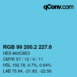カラーコード: RGB 99 200.2 227.6 | qconv.com