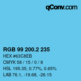 カラーコード: RGB 99 200.2 235 | qconv.com