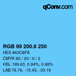 カラーコード: RGB 99 200.6 250 | qconv.com