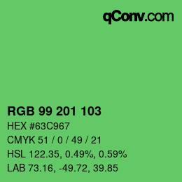 Color code: RGB 99 201 103 | qconv.com