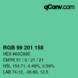 Color code: RGB 99 201 158 | qconv.com