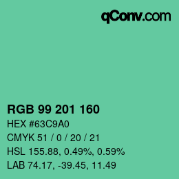 Color code: RGB 99 201 160 | qconv.com