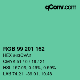 Color code: RGB 99 201 162 | qconv.com