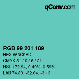Color code: RGB 99 201 189 | qconv.com
