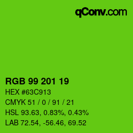 Color code: RGB 99 201 19 | qconv.com
