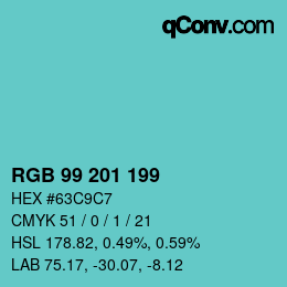 Color code: RGB 99 201 199 | qconv.com