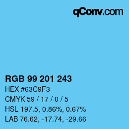 Color code: RGB 99 201 243 | qconv.com
