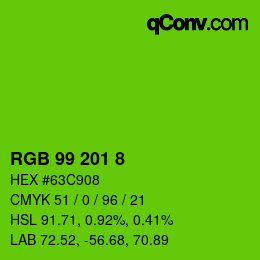 Color code: RGB 99 201 8 | qconv.com