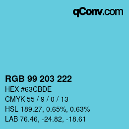 Color code: RGB 99 203 222 | qconv.com